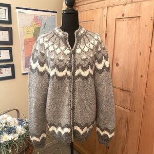 Hand knit button down Norwegian sweater